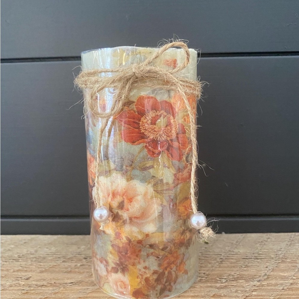 Floral Decorative Vase with Twine Accent
